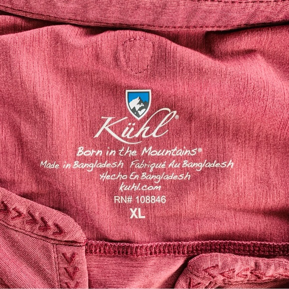 Kuhl Womens Short Sleeve V Neck Heather Mauve Embroidered Neck Tshirt | XL - Picture 3 of 10